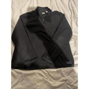 LL Bean Fleece Jacket Black 1/4 Zip Pullover Lightweight Womens Sz Small Pet